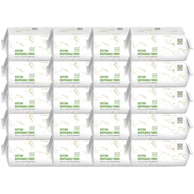 Rich Life DISPOSABLE FACE TOWEL, COTTON TISSUE SOFT DRY WIPES, SIMPLE CLEANING FACIAL TISSUES DRY WET DUAL PORTABLE USE FOR SENSITIVE SKIN & BABY & MAKEUP REMOVER & PERSONAL CARE,PACK OF 20 - Image 1